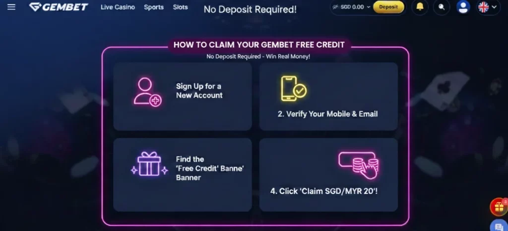 How to claim GemBet free credit guide
