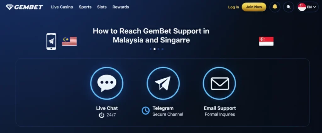 GemBet support contact methods for Singapore players