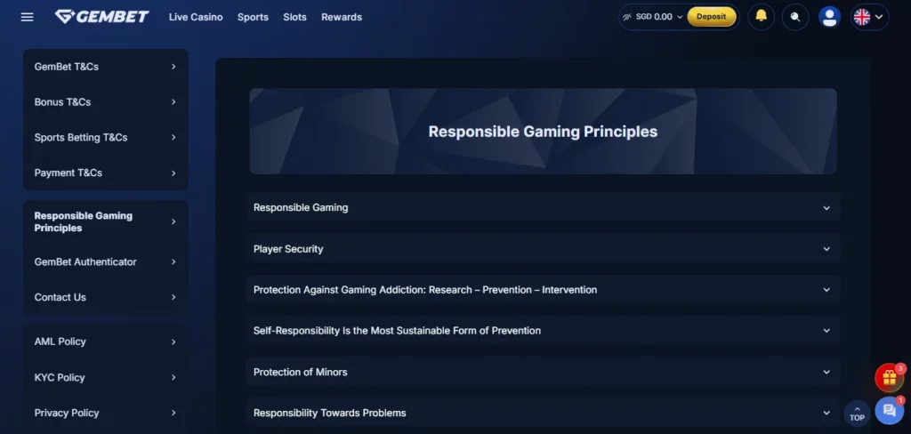 Responsible Gambling at GemBet in Singapore and Malaysia