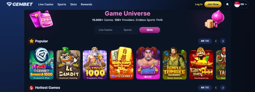 Top Pragmatic Play slots at GemBet Malaysia