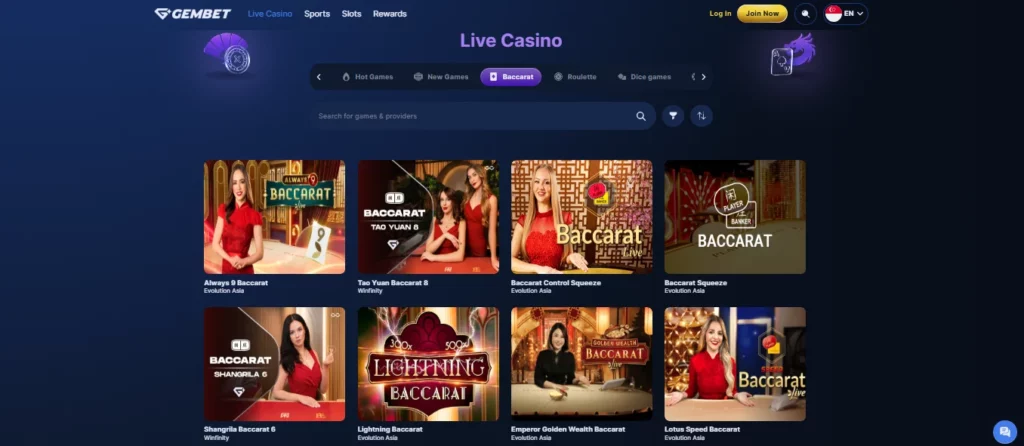 Popular Live Dealer Games